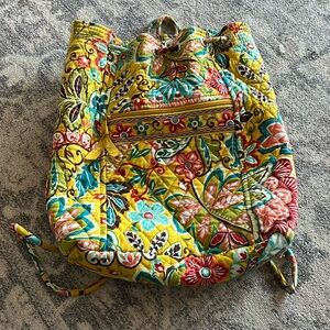 Yellow Floral Vera Bradley Drawstring Backpack